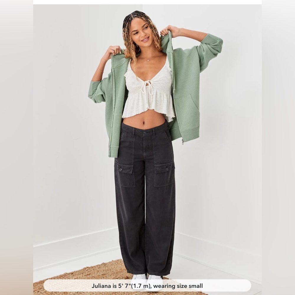 AE Oversized Textured Zip-Up Hoodie